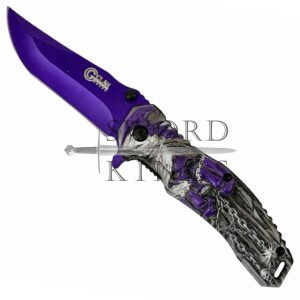Purple Reaper Folding Penknife with Lanyard Hole and Thumb Stud