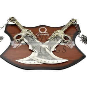 God Of War Kratos Metal Blades of Chaos Linked Together By Chain With Logo On Plaque