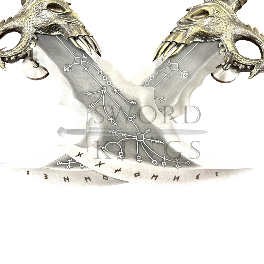 God Of War Kratos Metal Blades of Chaos Linked Together By Chain With Logo On Plaque - Image 5