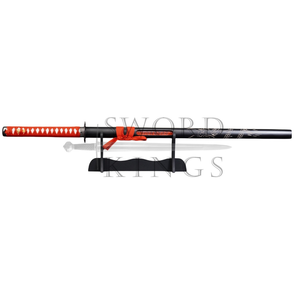 RED CARVED DRAGON STRAIGHT SWORD - Image 3