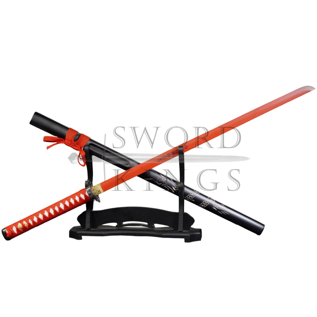 RED CARVED DRAGON STRAIGHT SWORD