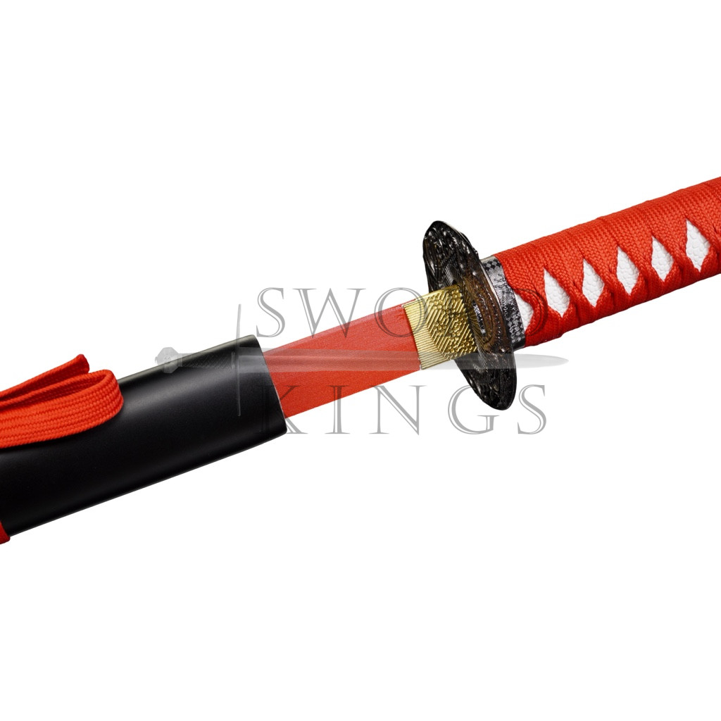RED CARVED DRAGON STRAIGHT SWORD - Image 4