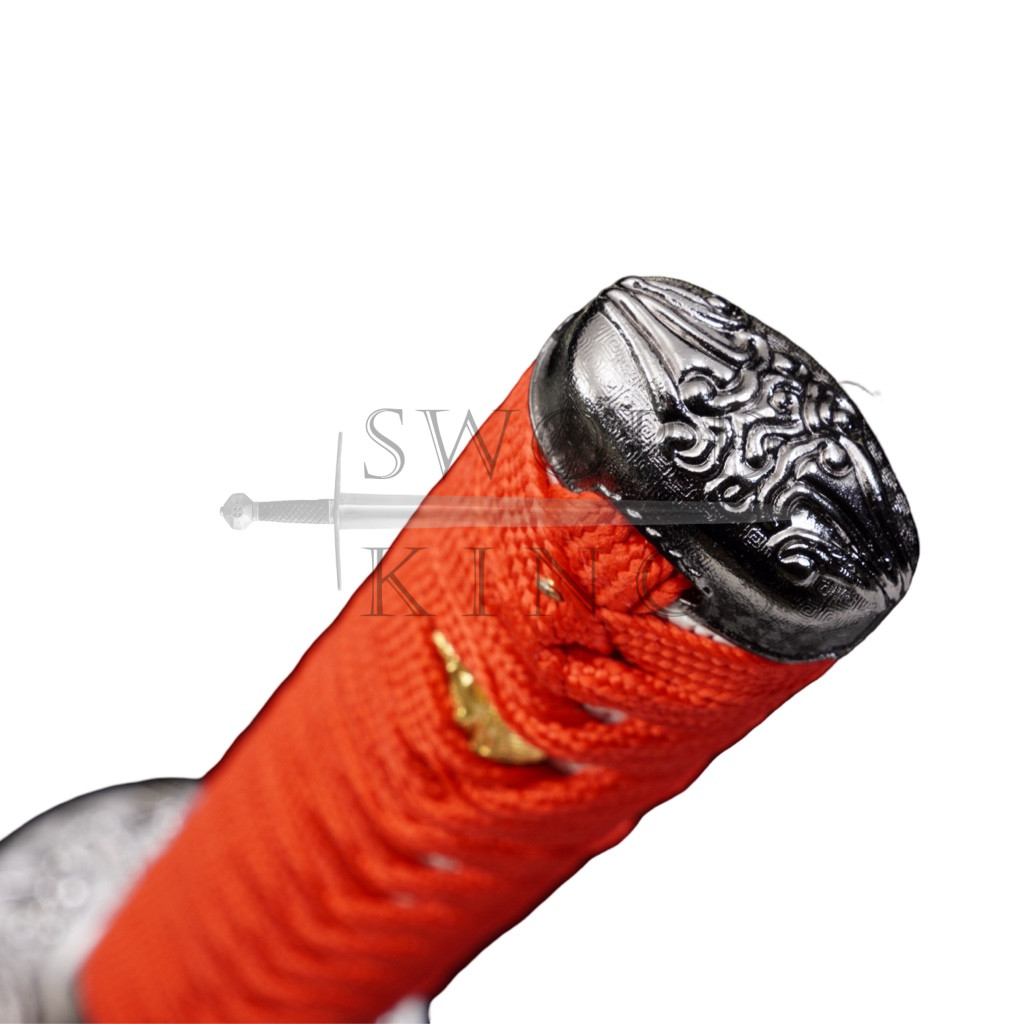 RED CARVED DRAGON STRAIGHT SWORD - Image 11