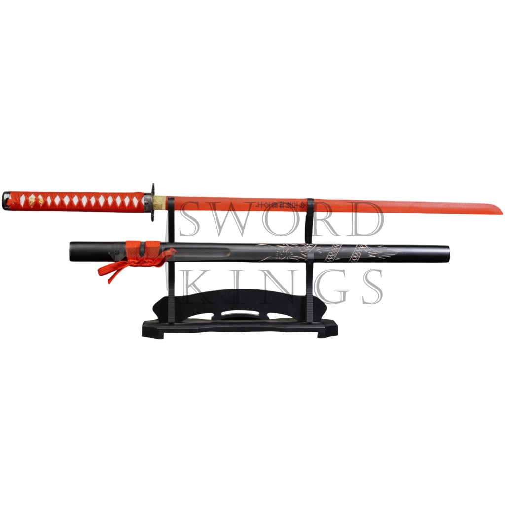 RED CARVED DRAGON STRAIGHT SWORD - Image 2