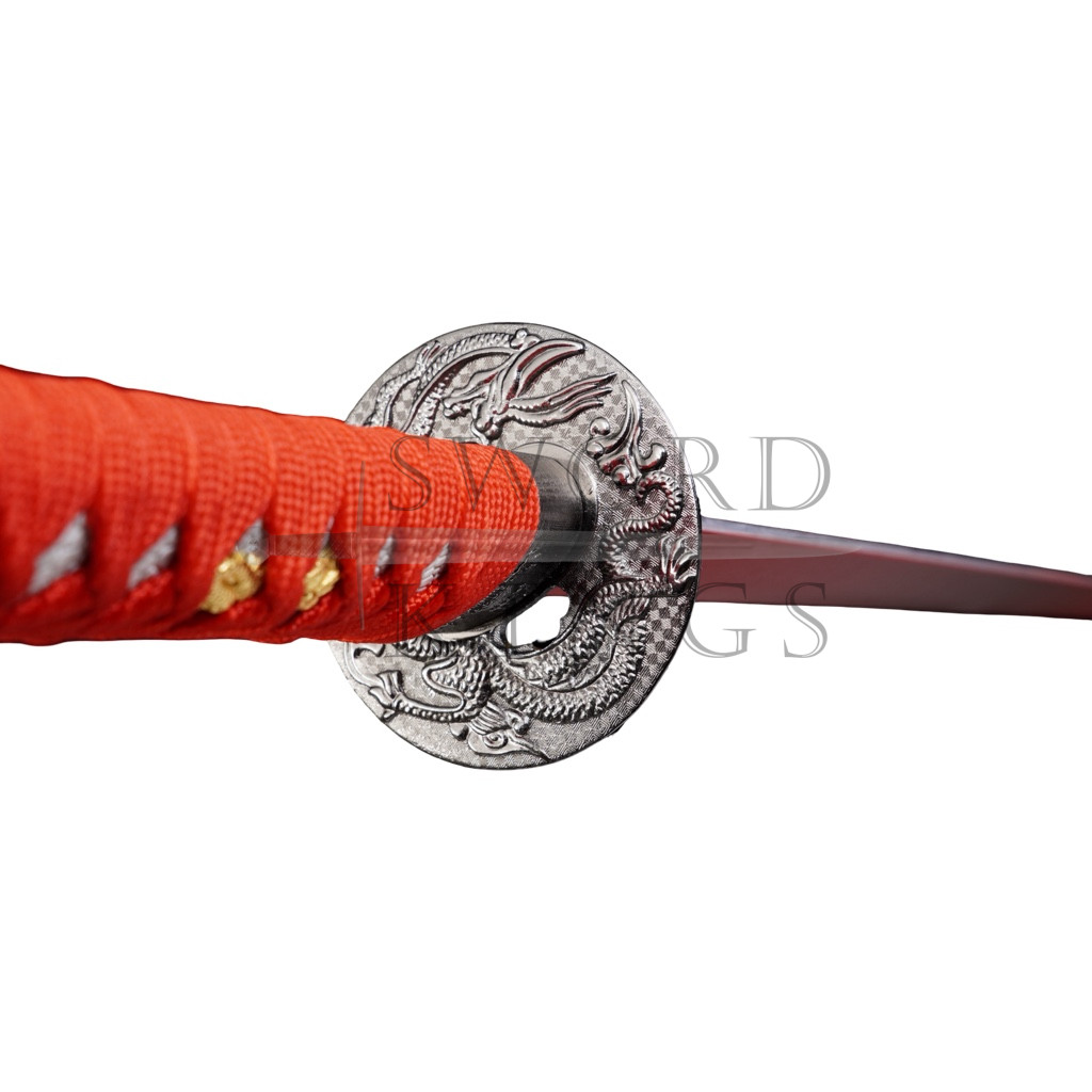 RED CARVED DRAGON STRAIGHT SWORD - Image 12